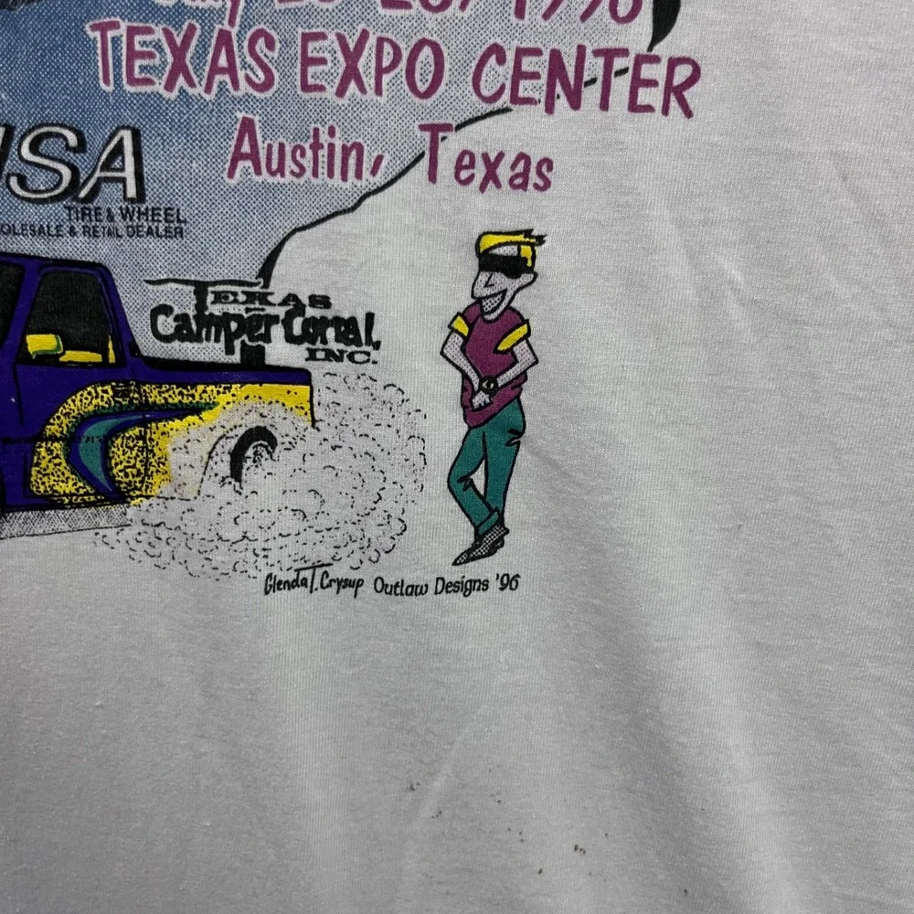 Fruit of the Loom Texas Heat‎ Wave T Shirt Mens XXL White 1996 Car Show Graphic
